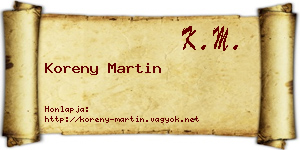 Koreny Martin névjegykártya