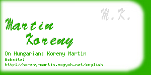 martin koreny business card